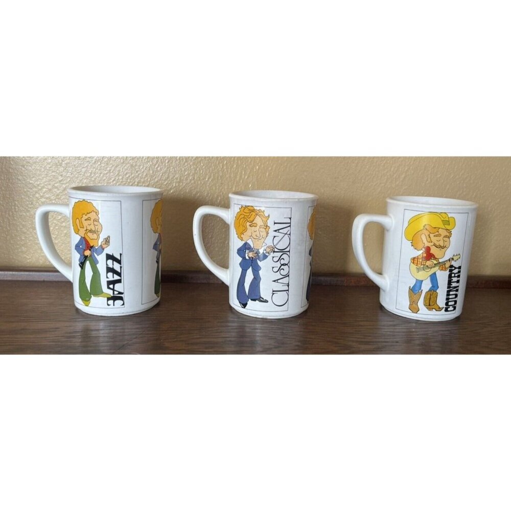Musical Genre Cartoon Character Ceramic Coffee Mugs‎ Set Jazz Country Classical